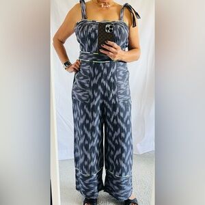 Anthropologie Black and Gray Patterned Jumpsuit